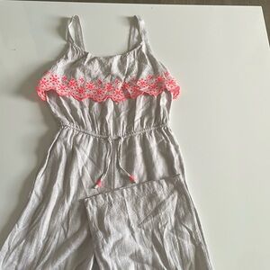 Beige and hot pink jumpsuit